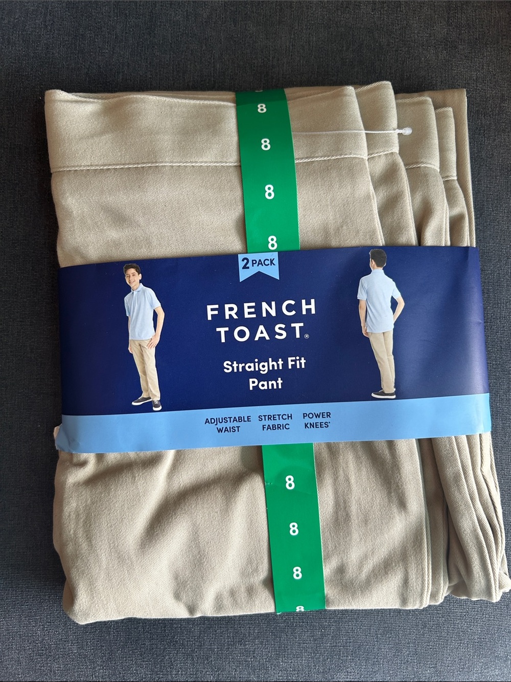 French Toast Boy’s 2 Pack Straight Fit Pant - Tan Khaki